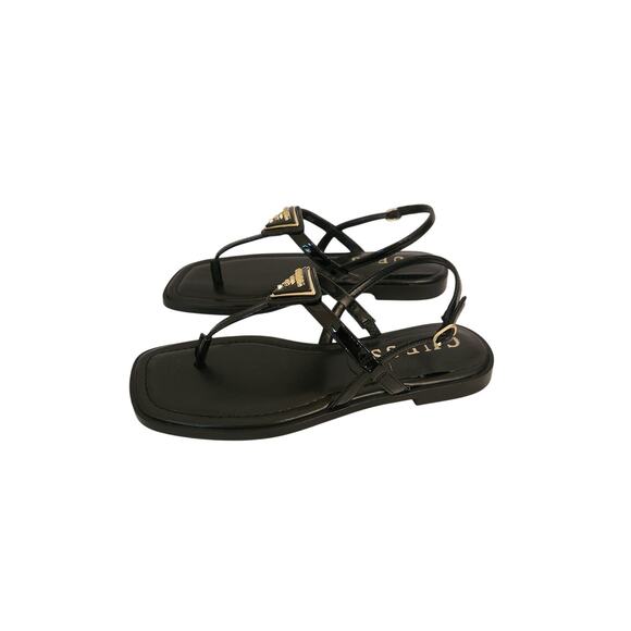New Guess Women's Rainey Flat Sandal Black Patent Thong Sandal 6.5M - Picture 5 of 7